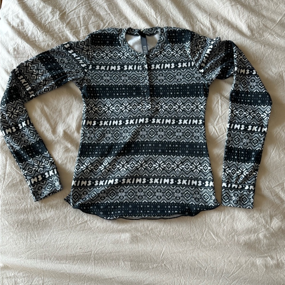 Skims- Plush Pointelle Long Sleeve Henley